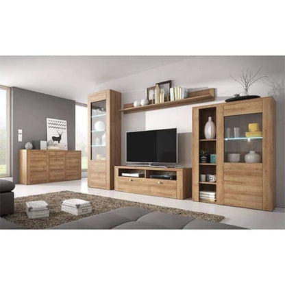 Leon Wooden Display Cabinet With 2 Doors In Riviera Oak