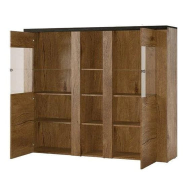 Leon Wooden Display Cabinet With 2 Doors In Satin Oak