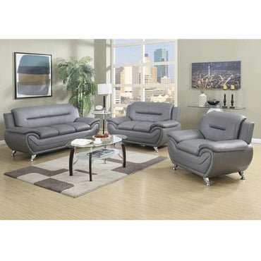 Grey Faux Leather 3+2 Seater Sofa Set for Modern Living Rooms