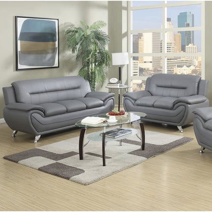 Grey Faux Leather 3+2 Seater Sofa Set for Modern Living Rooms