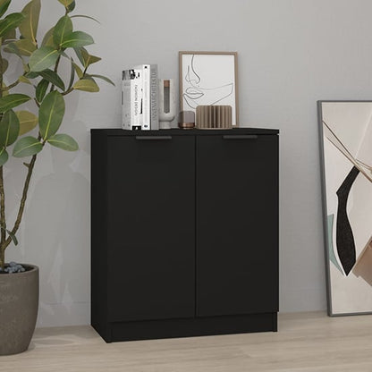 Black Wooden Sideboard with 2 Doors for Living Room Storage