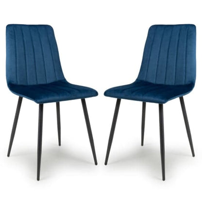 Blue Velvet Dining Chairs Set of 2 – Modern Brushed Upholstery with Sturdy Metal Legs