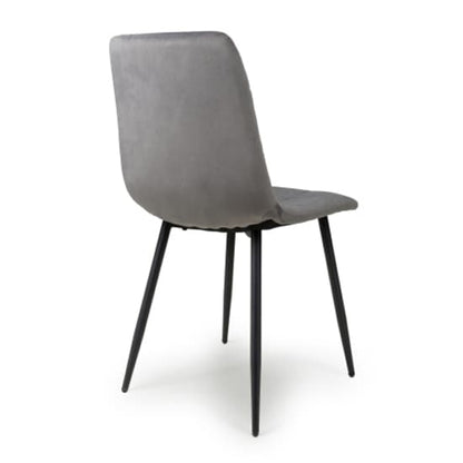 Contemporary Grey Velvet Dining Chairs - Set of Two