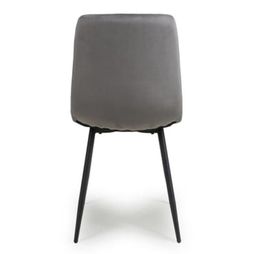 Contemporary Grey Velvet Dining Chairs - Set of Two