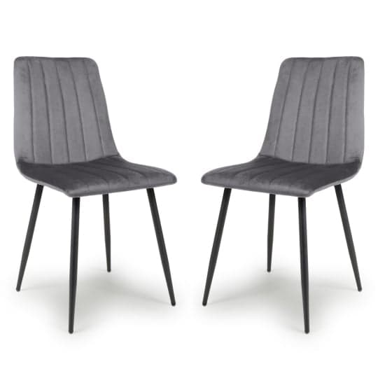 Contemporary Grey Velvet Dining Chairs - Set of Two