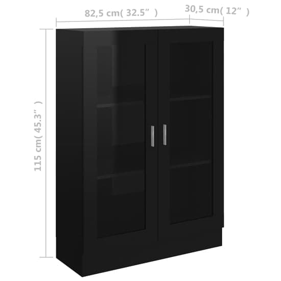 Libet High Gloss Display Cabinet In With 2 Doors In Black