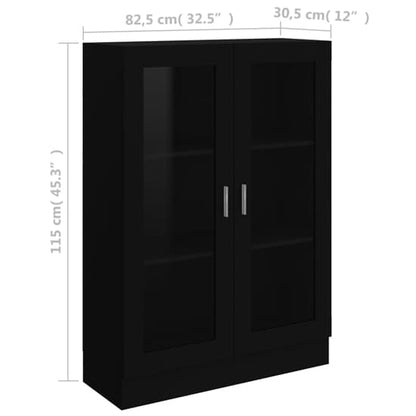 Libet Wooden Display Cabinet In With 2 Doors In Black