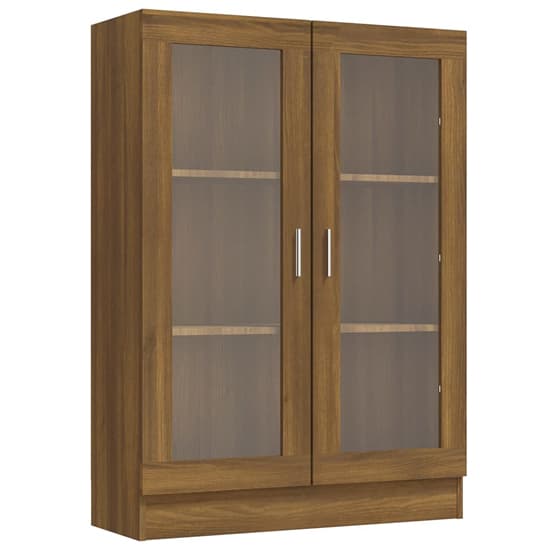 Libet Wooden Display Cabinet In With 2 Doors In Brown Oak