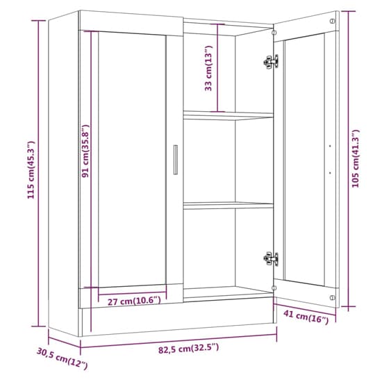 Libet Wooden Display Cabinet In With 2 Doors In Brown Oak