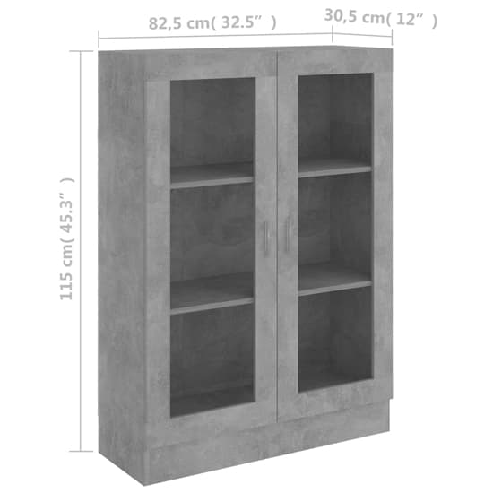 Libet Wooden Display Cabinet In With 2 Doors In Concrete Effect