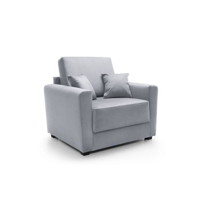 Bristol Armchair Velvet 1 Seater Sofabed - Light Grey Fabric