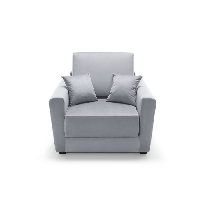 Bristol Armchair Velvet 1 Seater Sofabed - Light Grey Fabric