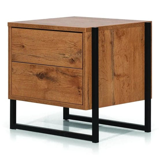 Logan Wooden Bedside Cabinet With 2 Drawers In Lancelot Oak