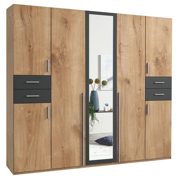 Fenton 5 Door Wardrobe with 4 Drawers in Oak | Timeless Appeal | Furco