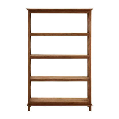 Teak Wood 4-Tier Bookshelf in Antique Brown Finish - Sturdy Shelving Unit for Home Decor