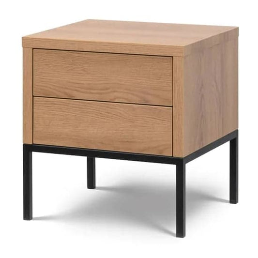 Lowell Wooden Bedside Cabinet With 2 Drawers In Caramel Oak