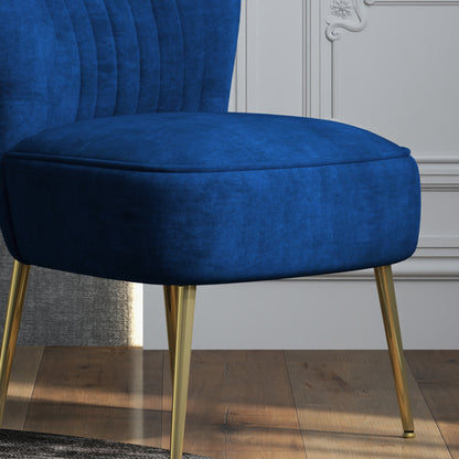 HOMCOM elvet-Feel Tub Accent Chair - Dark Blue