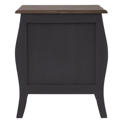 Luria Dark Grey Wooden Bedside Chest with 3 Drawers and Brass Handles