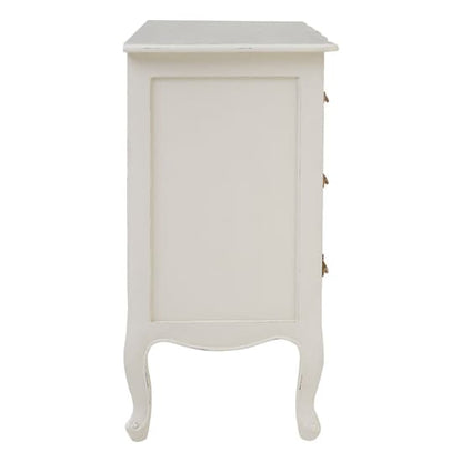 Luria White Wooden Chest with 3 Drawers and Brass Handles