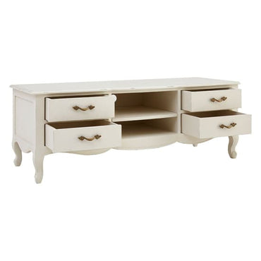 White Wooden TV Stand with 4 Drawers and 2 Shelves for Living Room