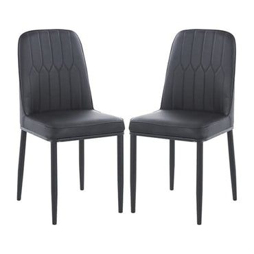 Luxor Black Faux Leather Dining Chairs With Black Legs In Pair