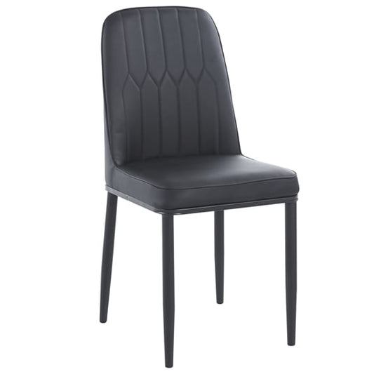 Luxor Faux Leather Dining Chair In Black With Black Legs