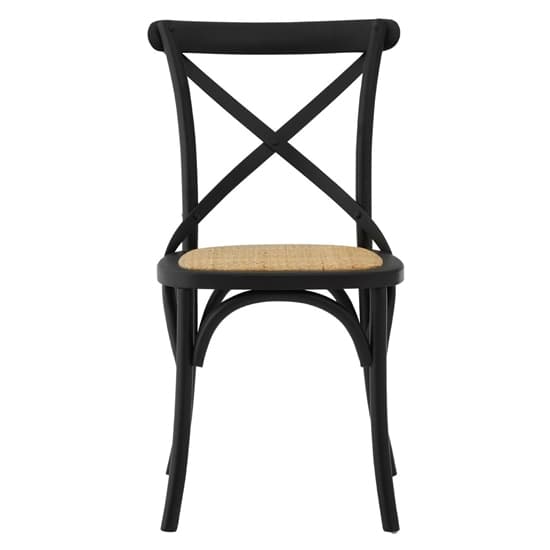 Lyox Black Wooden Dining Chairs With Weave Seat In Pair