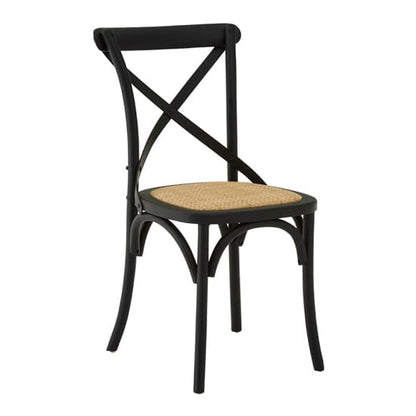 Lyox Black Wooden Dining Chairs With Weave Seat In Pair