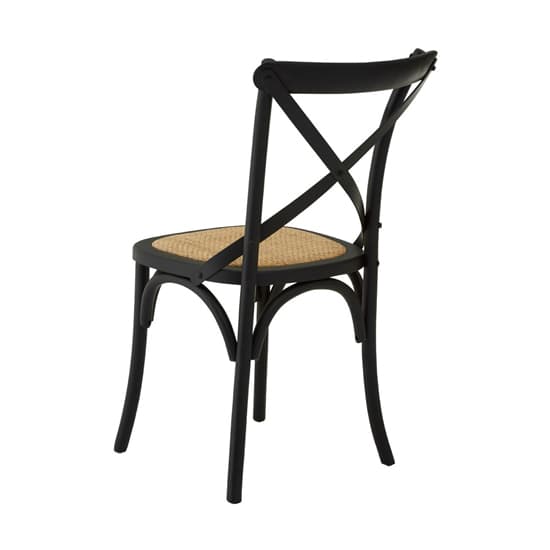 Lyox Black Wooden Dining Chairs With Weave Seat In Pair