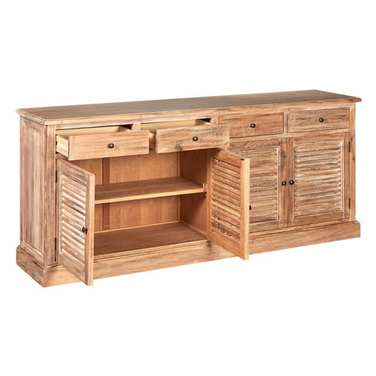 Lyox Wooden 4 Doors 4 Drawers Sideboard In Burnt Whitewash Oak