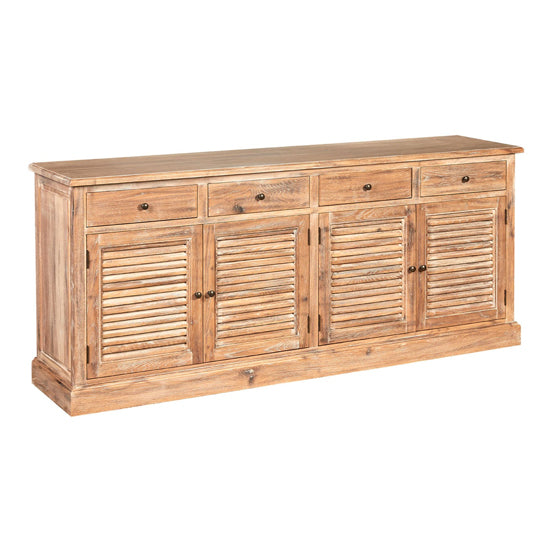 Lyox Wooden 4 Doors 4 Drawers Sideboard In Burnt Whitewash Oak