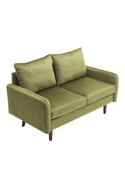 2 Seater Green Velvet Fabric Upholstered Sofa for Living Room