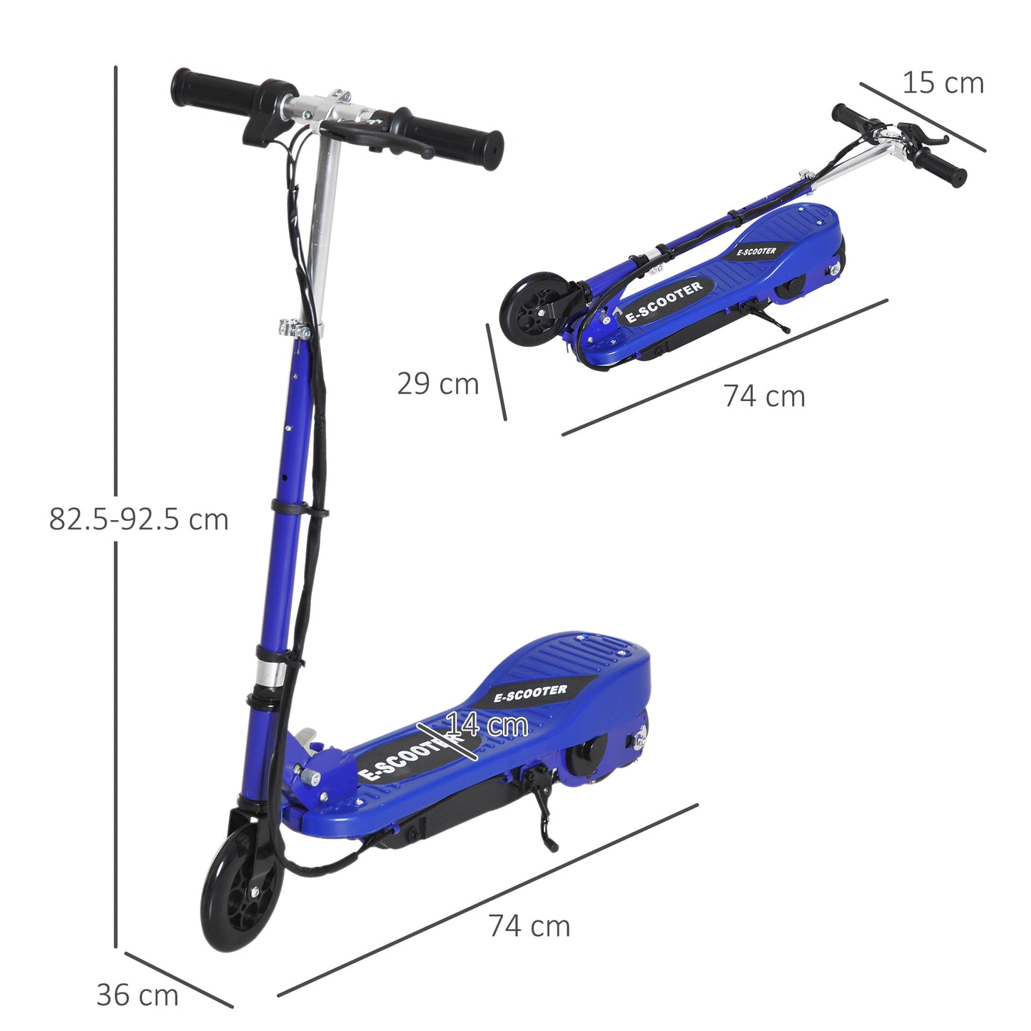 HOMCOM olding Electric Kids Scooter Ride on Age 7-14, Blue/Black