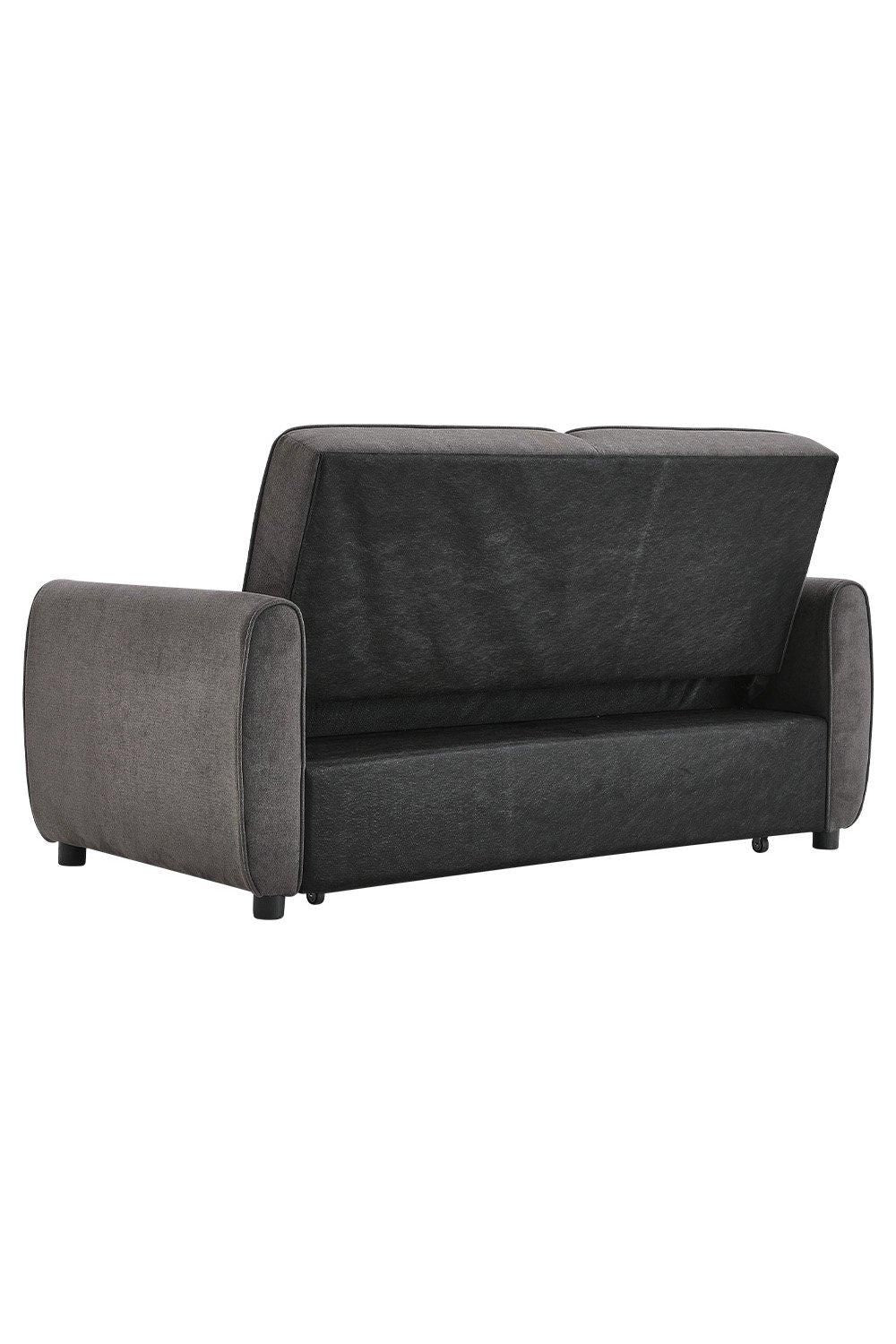 2 Seater Linen Fabric Convertible Sofa Pull Out Sofabed with Pillows