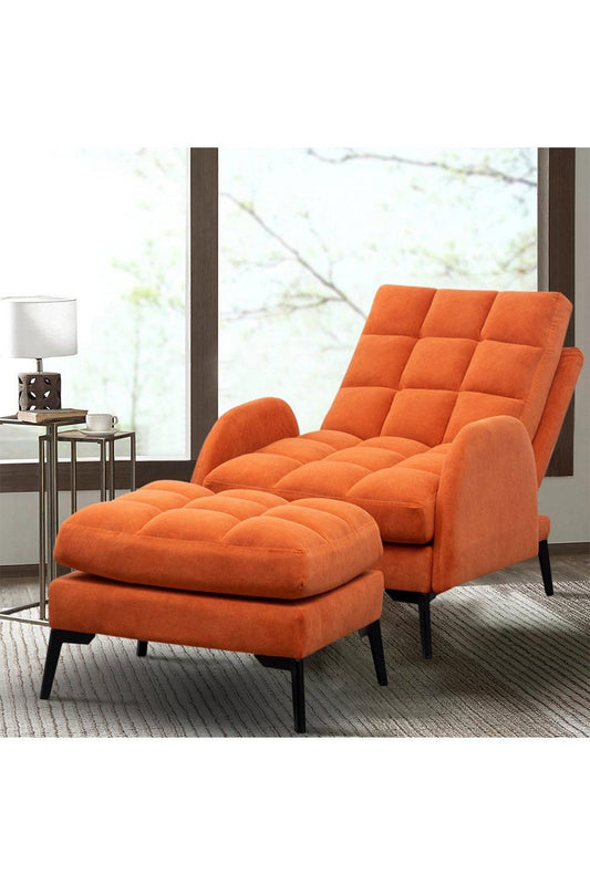 2 Pcs Sofa Set Modern Leisure Armchair with Footstool