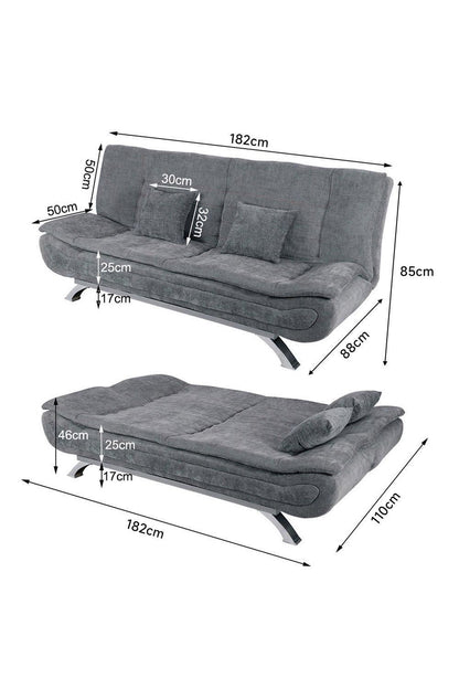 2 Seater Linen Fabric Click-Clack Convertibles Sofabed