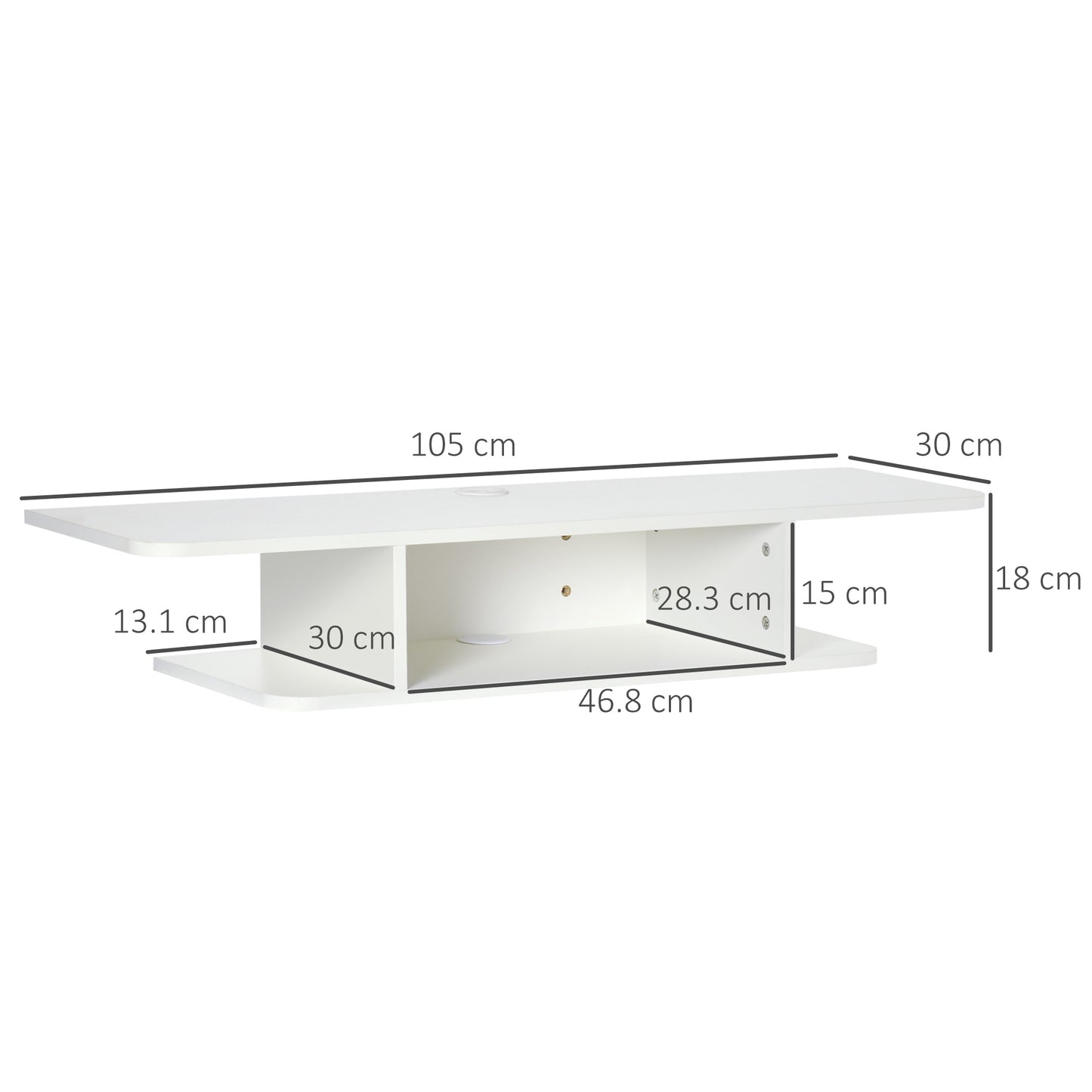 HOMCOM loating TV Unit Stand for TVs up to 40", Wall Mounted Media Console with Storage Shelf, Entertainment Center, White