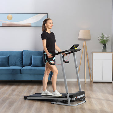 HOMCOM .25HP Motorised Electric Treadmill, 10km/h Folding Running Machine, Gym Fitness Exercise with LCD Monitor, Grey