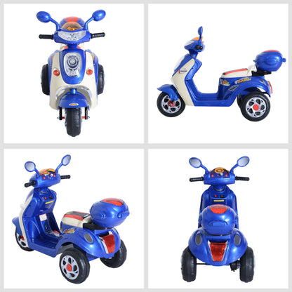 HOMCOM ids Electric Ride On Toy Car 6V Electric Motorbike with Chargeable Battery Headlight and Music for 3-5 Years - Blue