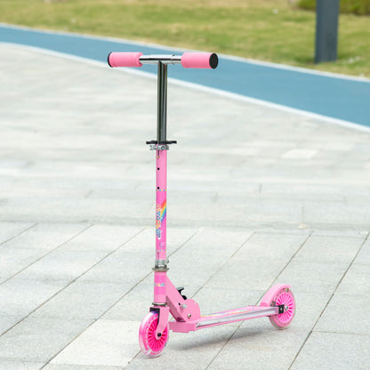 HOMCOM ids Scooter, with Lights, Music, Adjustable Height, Foldable Frame, for Ages 3-7 Years - Pink