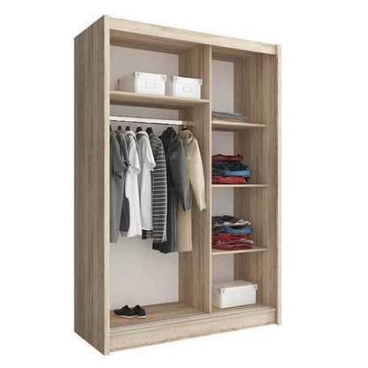 Mack Wooden Wardrobe With Mirrored Sliding 2 Door In Sonoma Oak