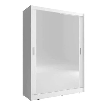 Mack Wooden Wardrobe With Mirrored Sliding 2 Door In Matt White