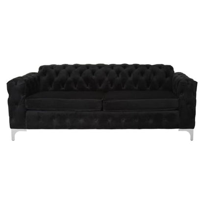 Modern Black Velvet 3-Seater Chesterfield Sofa by FURCO