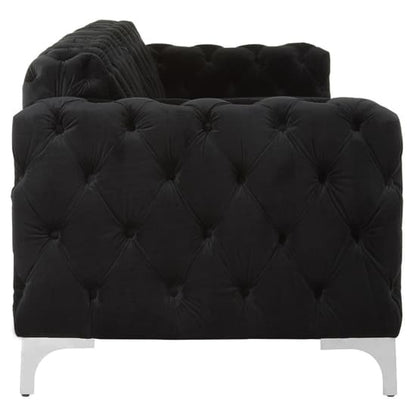 Modern Black Velvet 3-Seater Chesterfield Sofa by FURCO