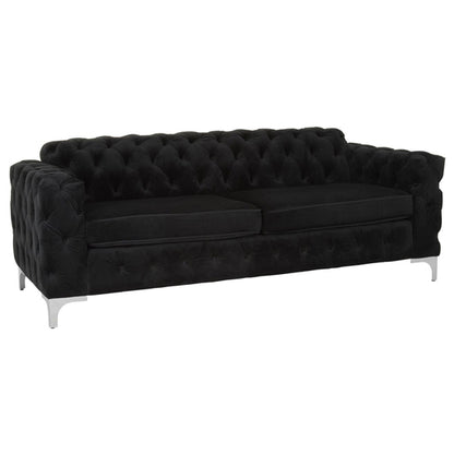 Modern Black Velvet 3-Seater Chesterfield Sofa by FURCO