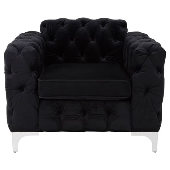 Contemporary Black Velvet Chesterfield Armchair by FURCO