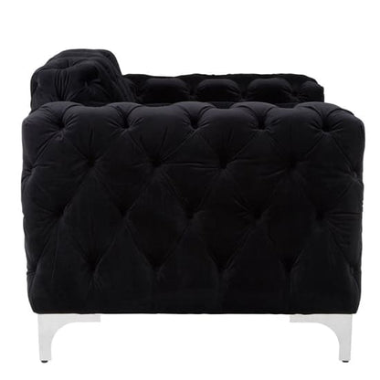 Contemporary Black Velvet Chesterfield Armchair by FURCO