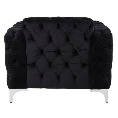 Contemporary Black Velvet Chesterfield Armchair by FURCO