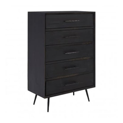 Madoca Wooden Chest Of 5 Drawers In Dark Grey