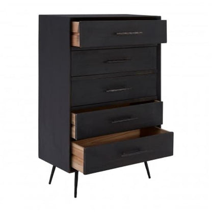 Madoca Wooden Chest Of 5 Drawers In Dark Grey